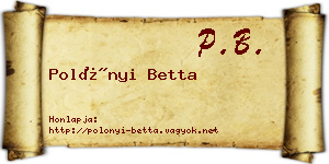 Polónyi Betta névjegykártya